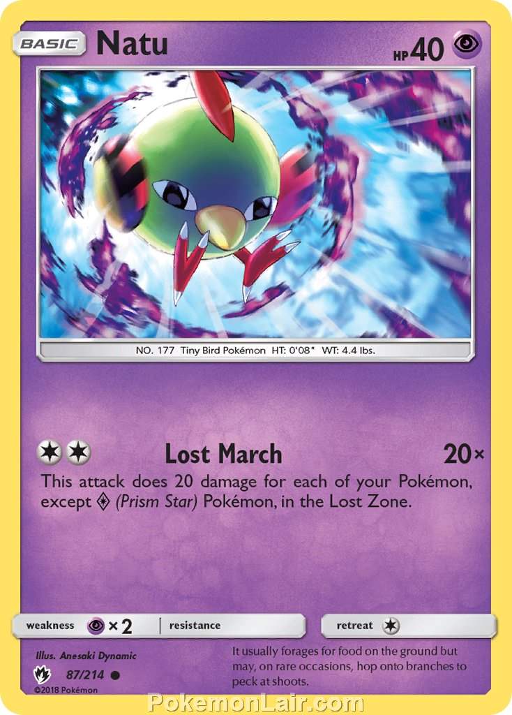 2018 Pokemon Trading Card Game Lost Thunder Price List – 87 Natu