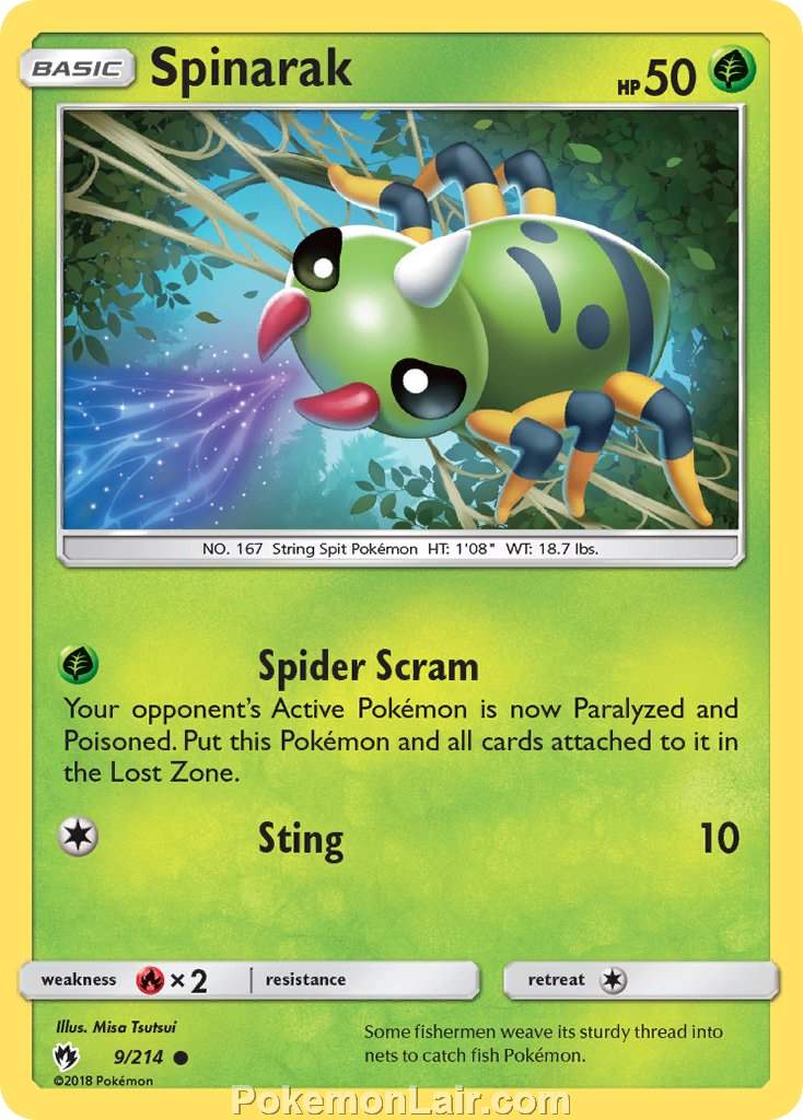 2018 Pokemon Trading Card Game Lost Thunder Price List – 9 Spinarak