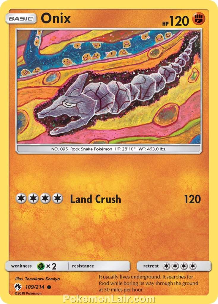 2018 Pokemon Trading Card Game Lost Thunder Set – 109 Onix