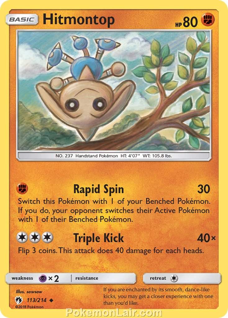 2018 Pokemon Trading Card Game Lost Thunder Set – 113 Hitmontop