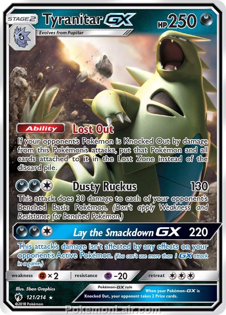 2018 Pokemon Trading Card Game Lost Thunder Set – 121 Tyranitar GX