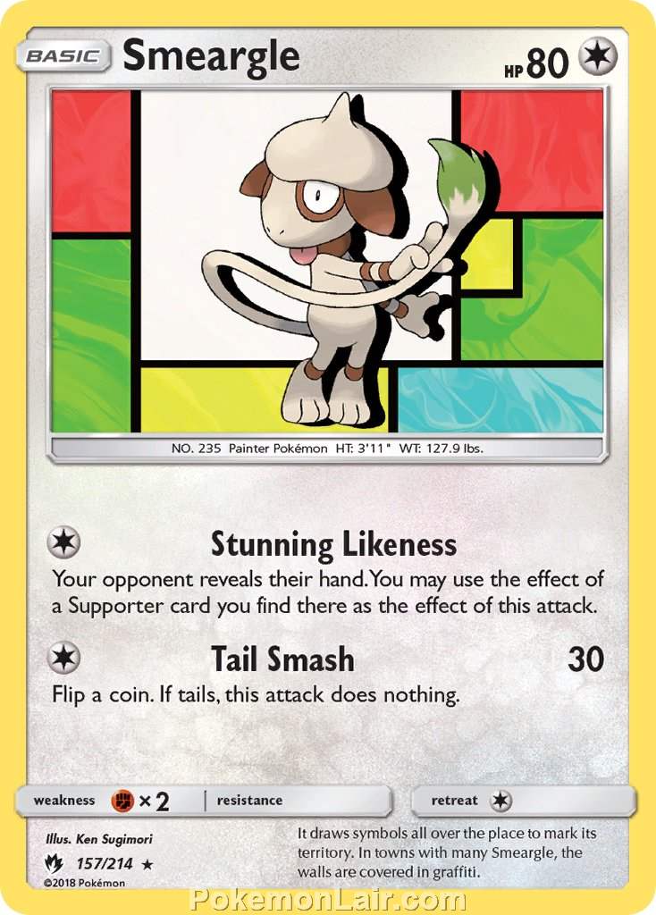 2018 Pokemon Trading Card Game Lost Thunder Set – 157 Smeargle