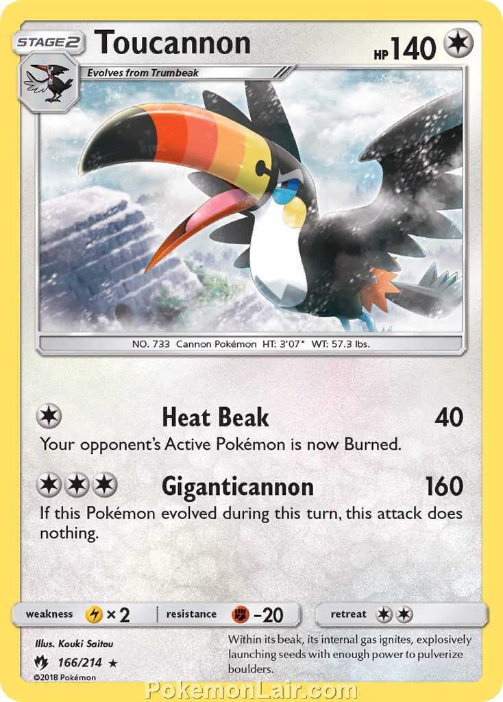 2018 Pokemon Trading Card Game Lost Thunder Set – 166 Toucannon