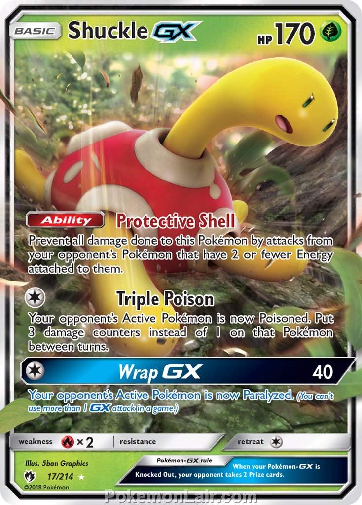 2018 Pokemon Trading Card Game Lost Thunder Set – 17 Shuckle GX
