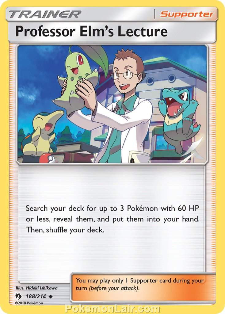 2018 Pokemon Trading Card Game Lost Thunder Set – 188 Professor Elms Lecture