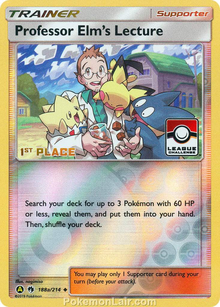 2018 Pokemon Trading Card Game Lost Thunder Set – 188a Professor Elms Lecture