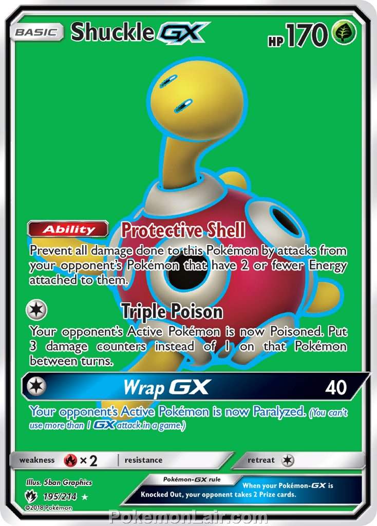 2018 Pokemon Trading Card Game Lost Thunder Set – 195 Shuckle GX