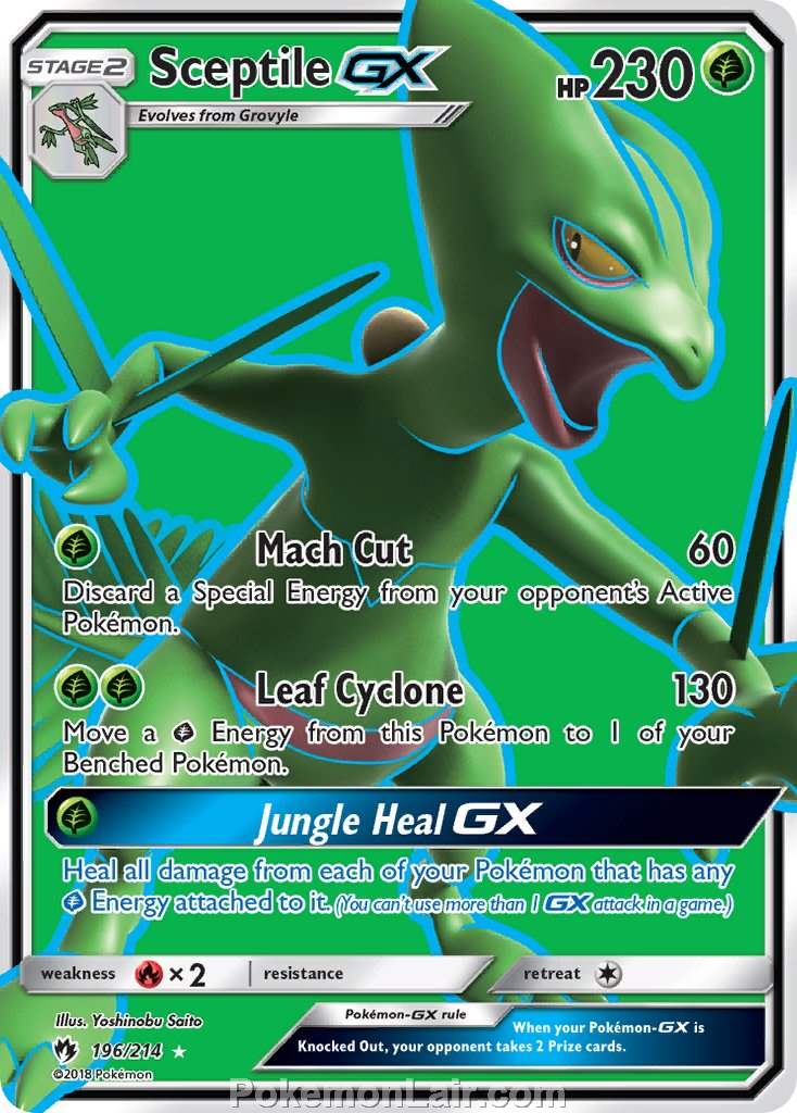 2018 Pokemon Trading Card Game Lost Thunder Set – 196 Sceptile GX