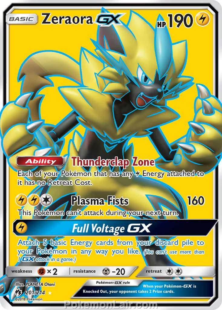 2018 Pokemon Trading Card Game Lost Thunder Set – 201 Zeraora GX