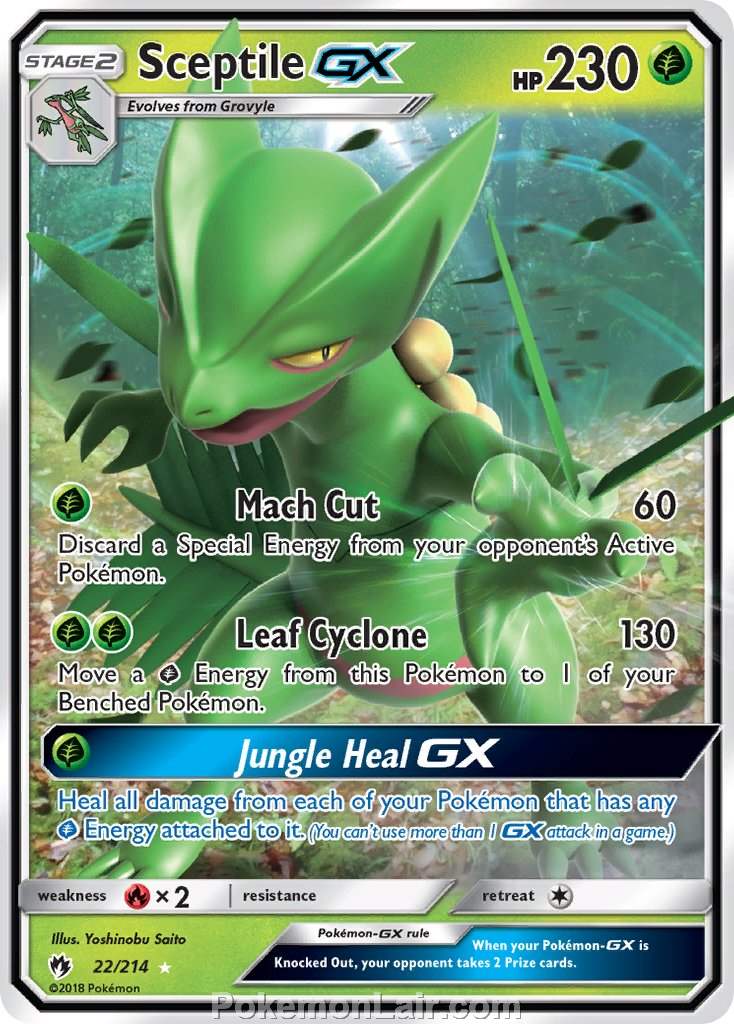 2018 Pokemon Trading Card Game Lost Thunder Set – 22 Sceptile GX