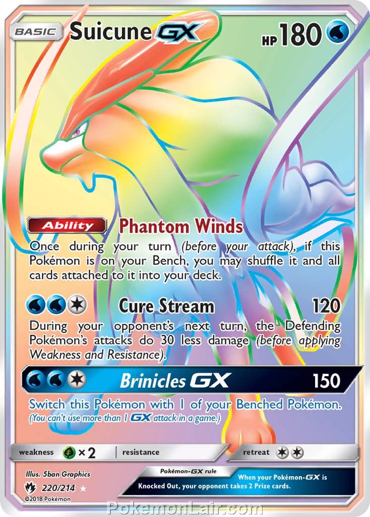 2018 Pokemon Trading Card Game Lost Thunder Set – 220 Suicune GX
