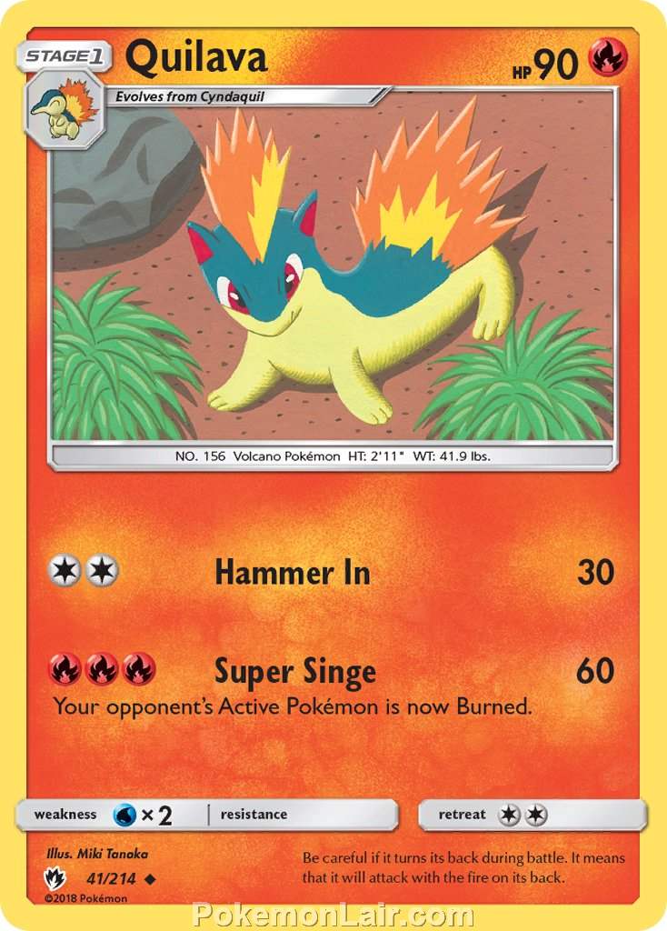 2018 Pokemon Trading Card Game Lost Thunder Set – 41 Quilava