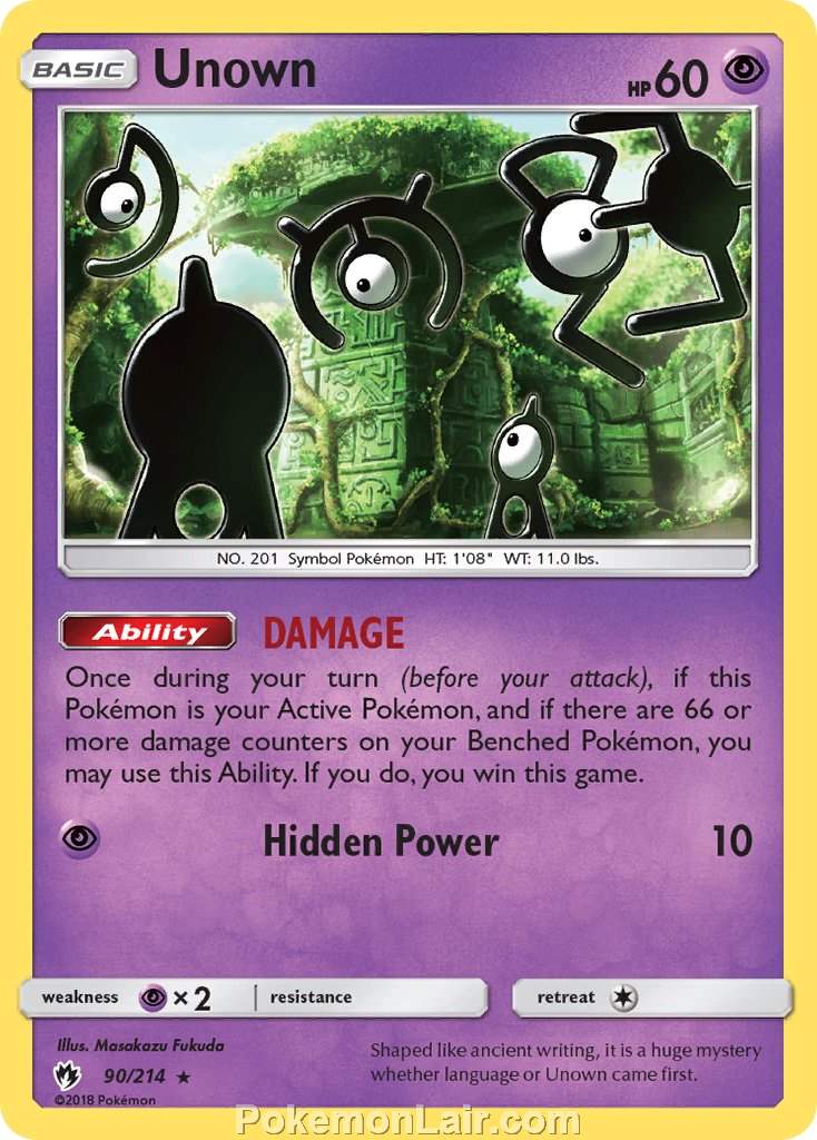 2018 Pokemon Trading Card Game Lost Thunder Set – 90 Unown
