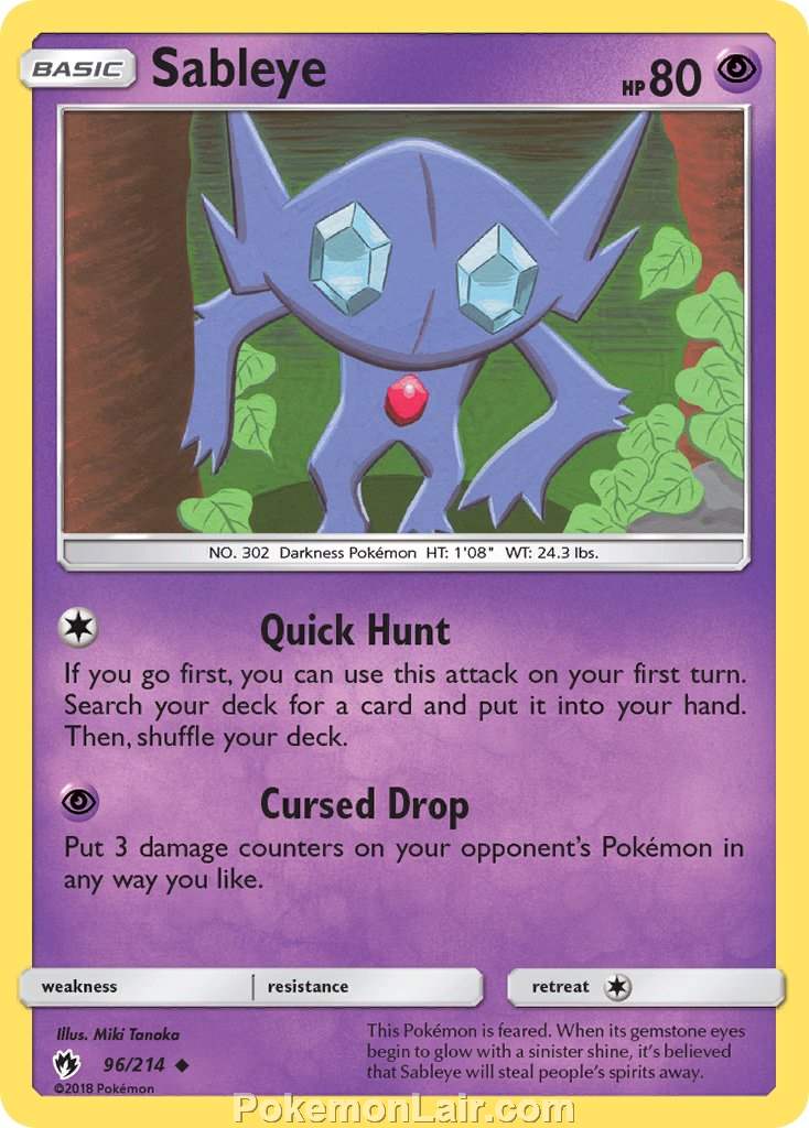 2018 Pokemon Trading Card Game Lost Thunder Set – 96 Sableye