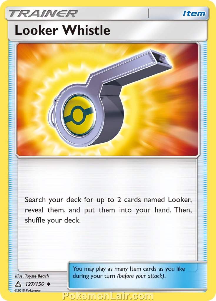 2018 Pokemon Trading Card Game Ultra Prism Price List – 127 Looker Whistle