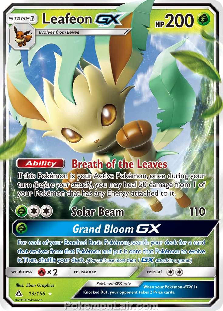 2018 Pokemon Trading Card Game Ultra Prism Price List – 13 Leafeon GX