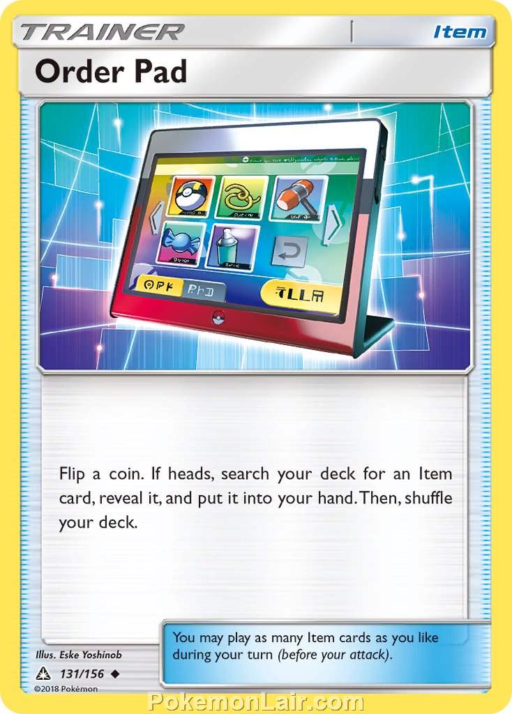 2018 Pokemon Trading Card Game Ultra Prism Price List – 131 Order Pad