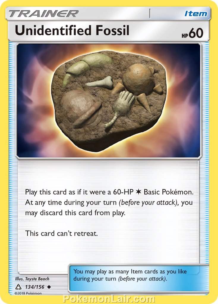 2018 Pokemon Trading Card Game Ultra Prism Price List – 134 Unidentified Fossil