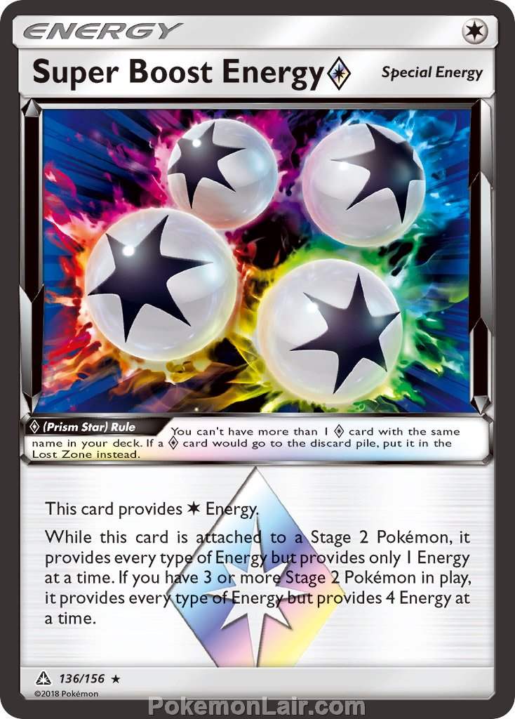 2018 Pokemon Trading Card Game Ultra Prism Price List – 136 Super Boost Energy