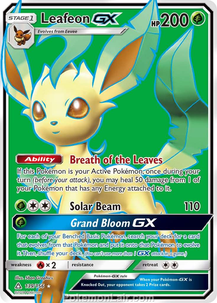 2018 Pokemon Trading Card Game Ultra Prism Price List – 139 Leafeon GX