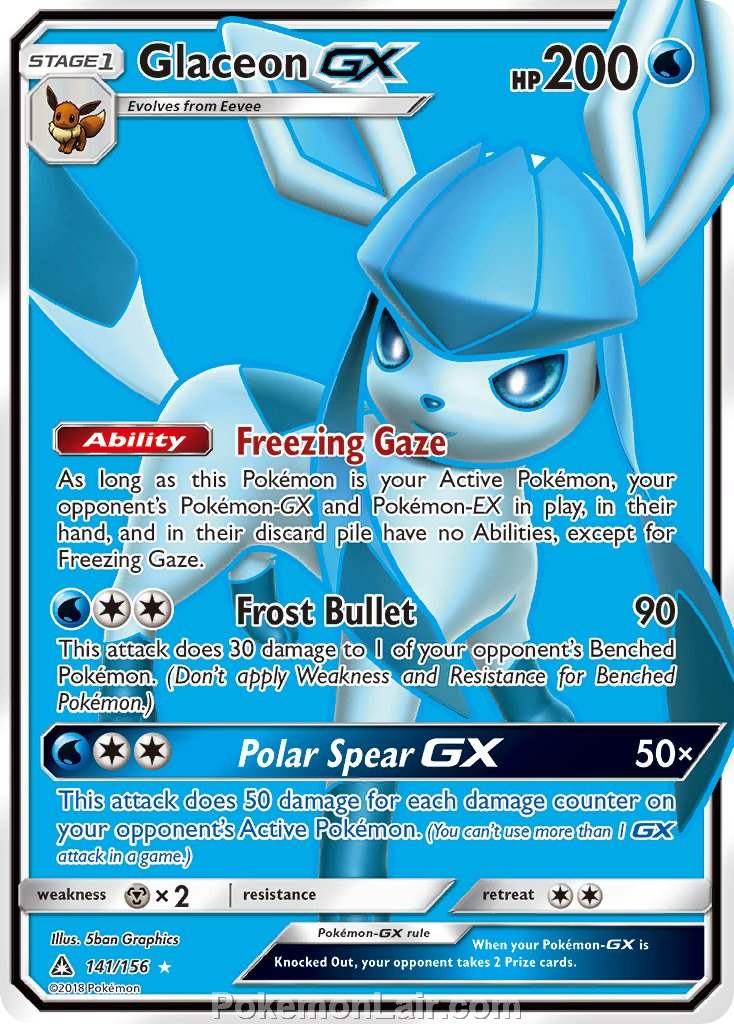 2018 Pokemon Trading Card Game Ultra Prism Price List – 141 Glaceon GX
