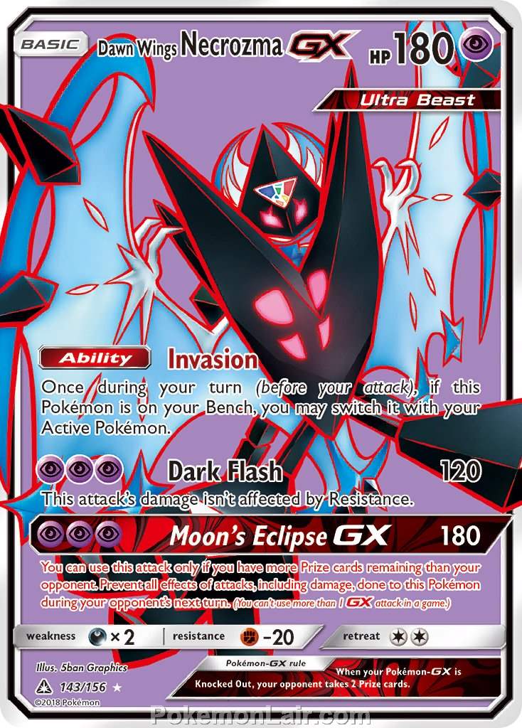 2018 Pokemon Trading Card Game Ultra Prism Price List – 143 Dawn Wings Necrozma GX