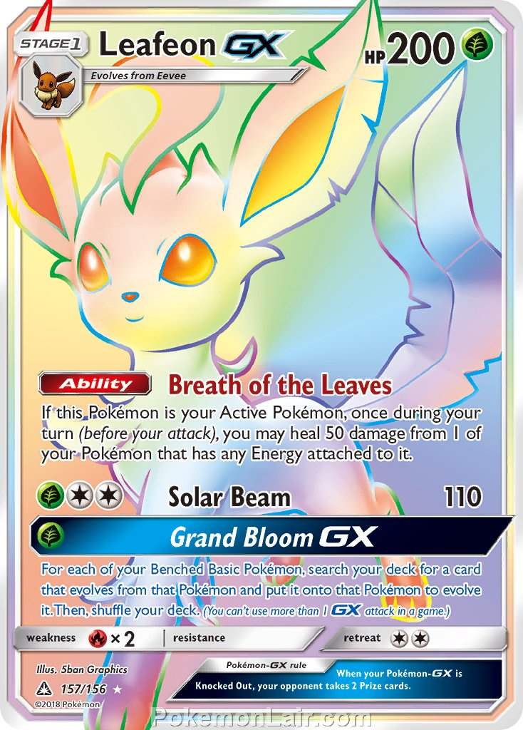 2018 Pokemon Trading Card Game Ultra Prism Price List – 157 Leafeon GX