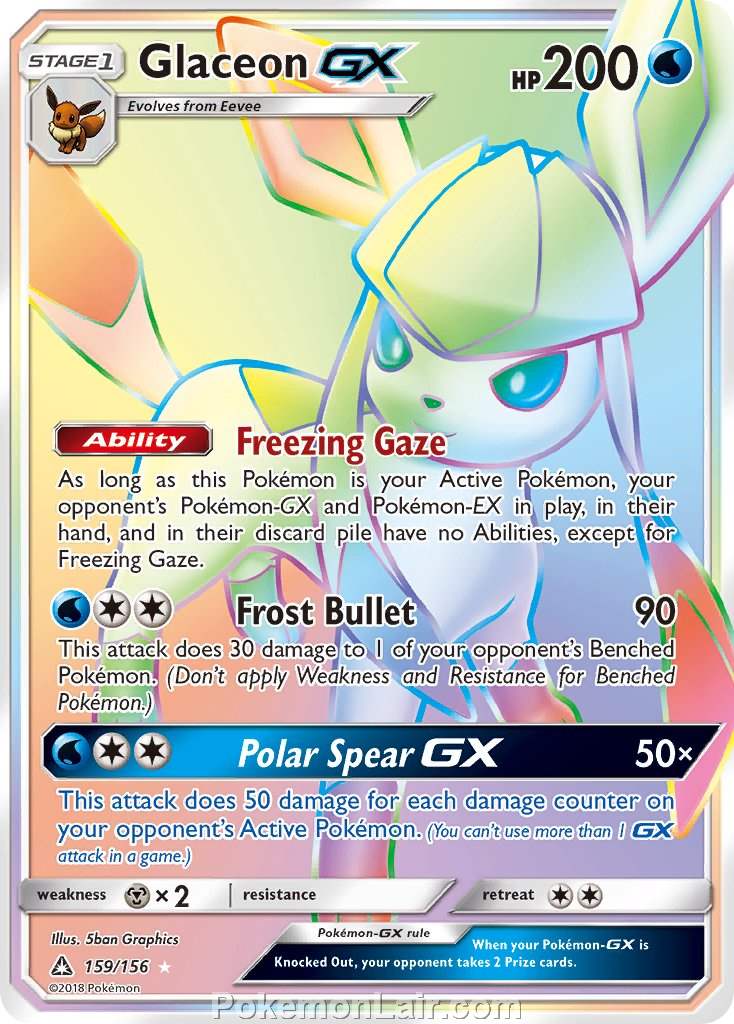 2018 Pokemon Trading Card Game Ultra Prism Price List – 159 Glaceon GX