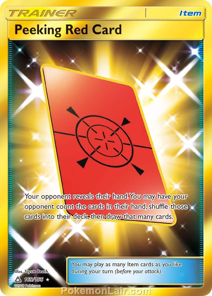 2018 Pokemon Trading Card Game Ultra Prism Price List – 169 Peeking Red Card
