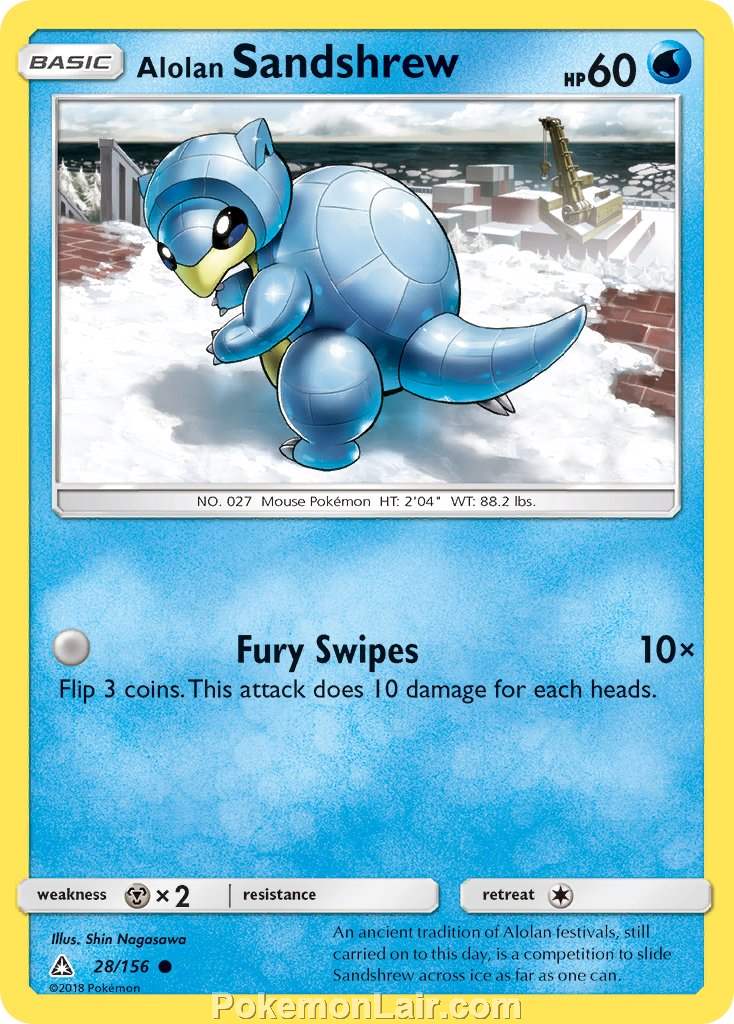 2018 Pokemon Trading Card Game Ultra Prism Price List – 28 Alolan Sandshrew