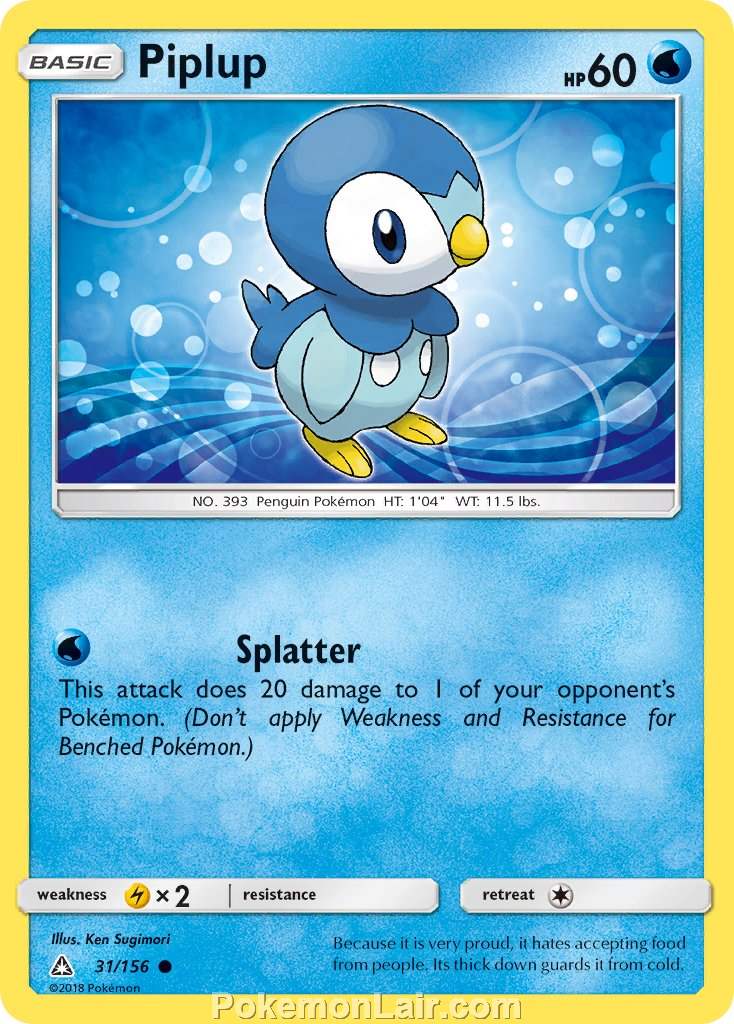 2018 Pokemon Trading Card Game Ultra Prism Price List – 31 Piplup