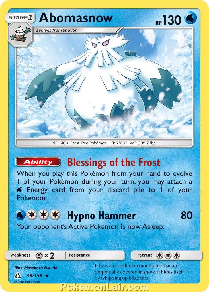 2018 Pokemon Trading Card Game Ultra Prism Price List – 38 Abomasnow