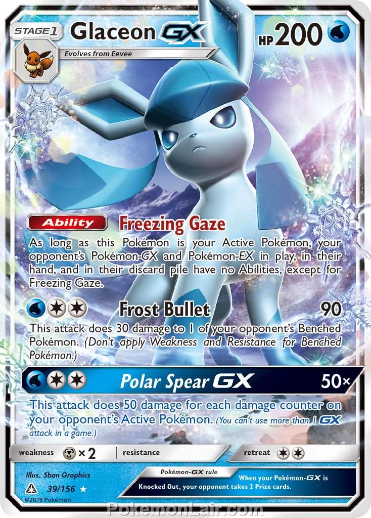 2018 Pokemon Trading Card Game Ultra Prism Price List – 39 Glaceon GX