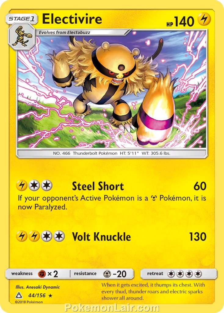 2018 Pokemon Trading Card Game Ultra Prism Price List – 44 Electivire