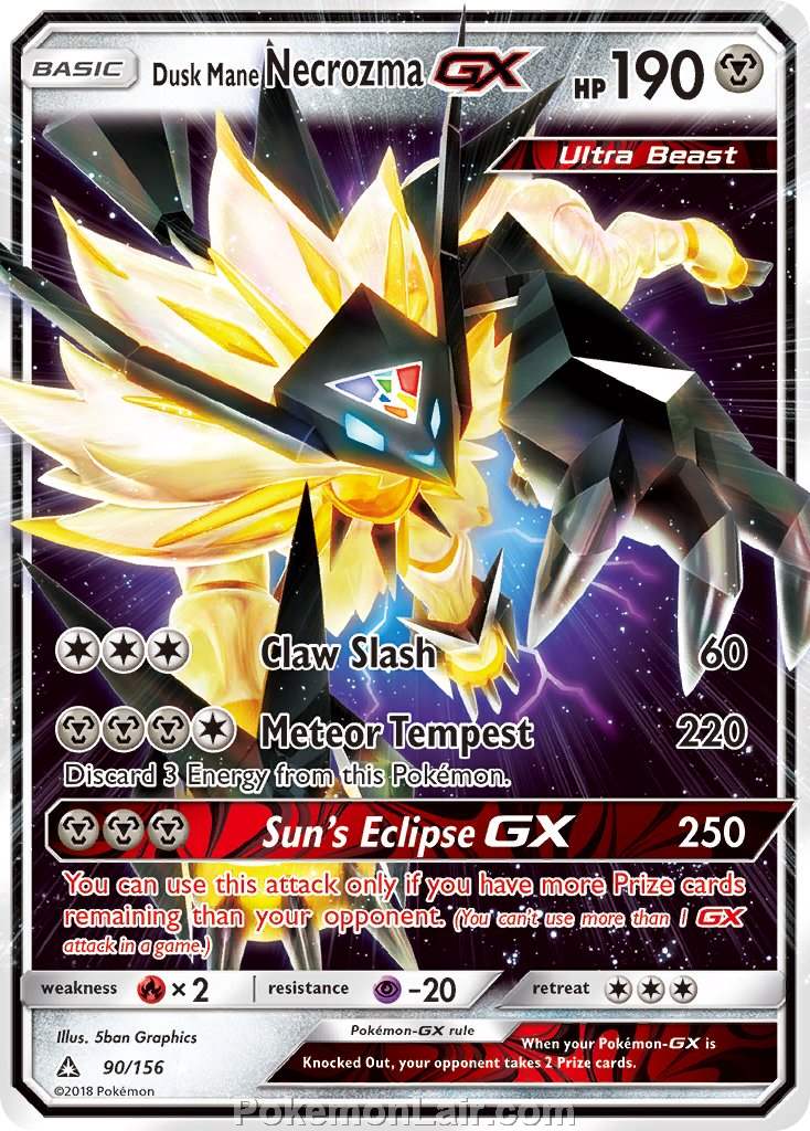 2018 Pokemon Trading Card Game Ultra Prism Price List – 90 Dusk Mane Necrozma GX