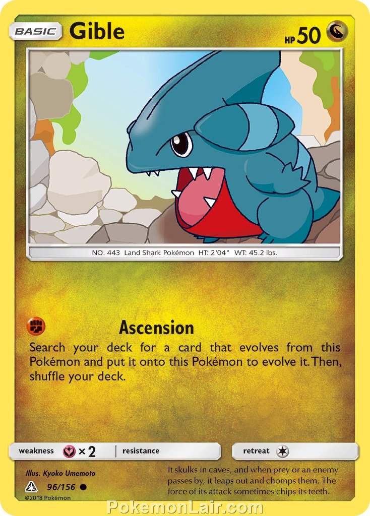 2018 Pokemon Trading Card Game Ultra Prism Price List – 96 Gible