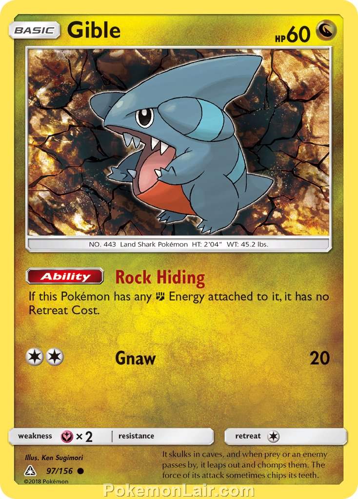 2018 Pokemon Trading Card Game Ultra Prism Price List – 97 Gible