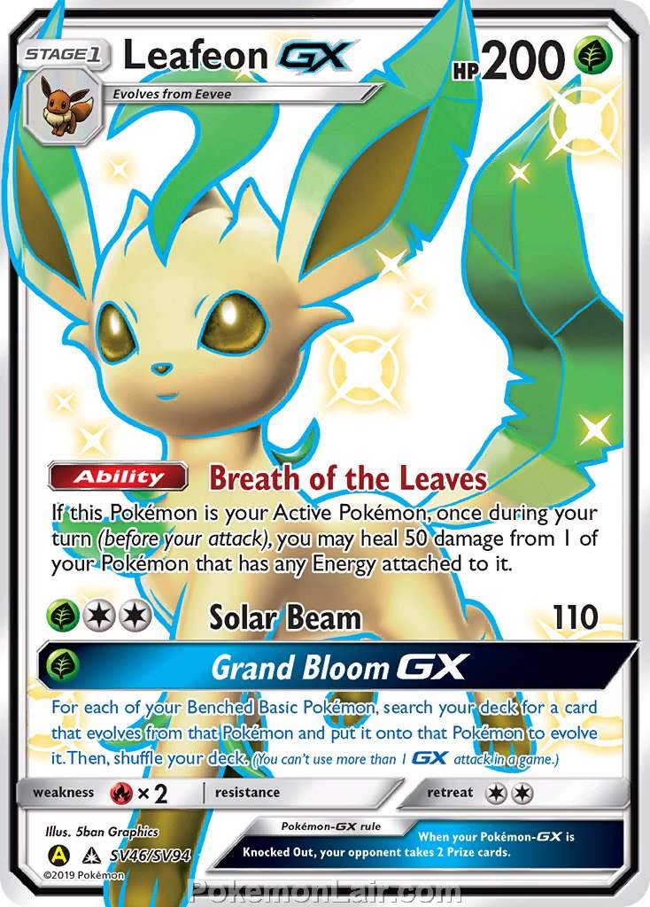 2018 Pokemon Trading Card Game Ultra Prism Price List – SV46 Leafeon GX