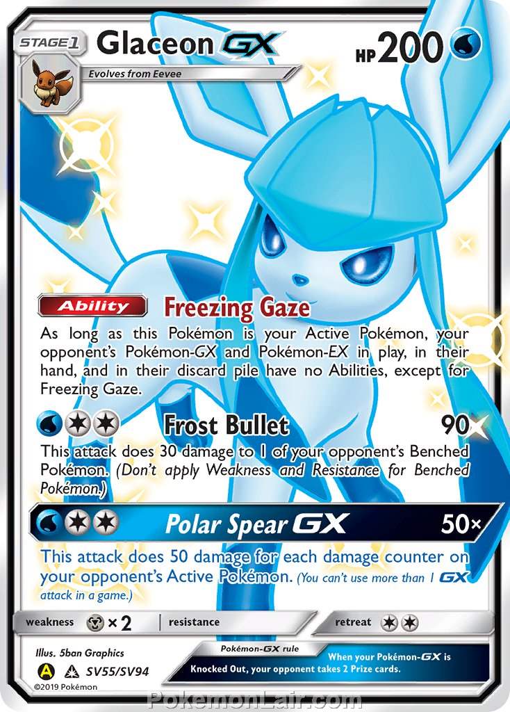 2018 Pokemon Trading Card Game Ultra Prism Price List – SV55 Glaceon GX