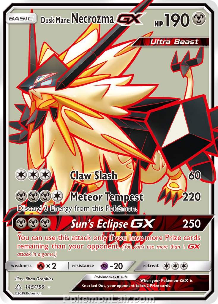 2018 Pokemon Trading Card Game Ultra Prism Set – 145 Dusk Mane Necrozma GX