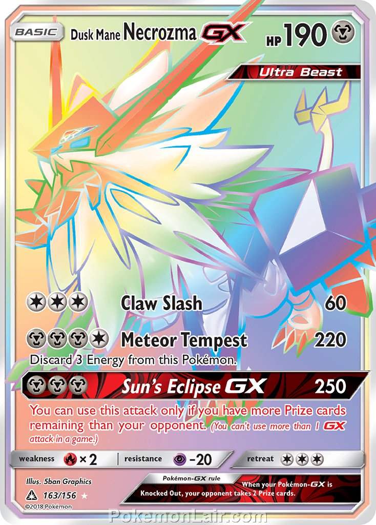 2018 Pokemon Trading Card Game Ultra Prism Set – 163 Dusk Mane Necrozma GX