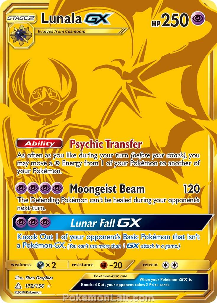 2018 Pokemon Trading Card Game Ultra Prism Set – 172 Lunala GX