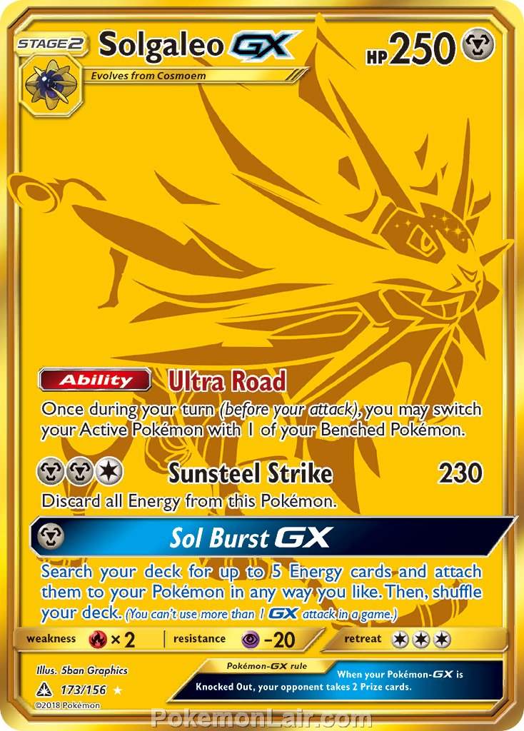 2018 Pokemon Trading Card Game Ultra Prism Set – 173 Solgaleo GX