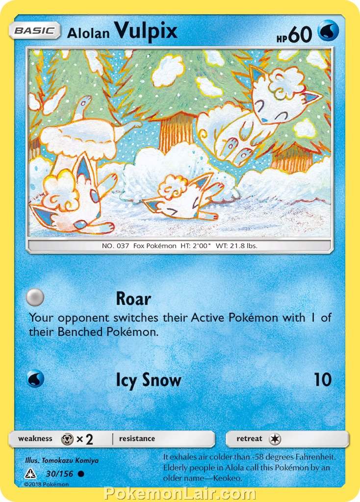 2018 Pokemon Trading Card Game Ultra Prism Set – 30 Alolan Vulpix