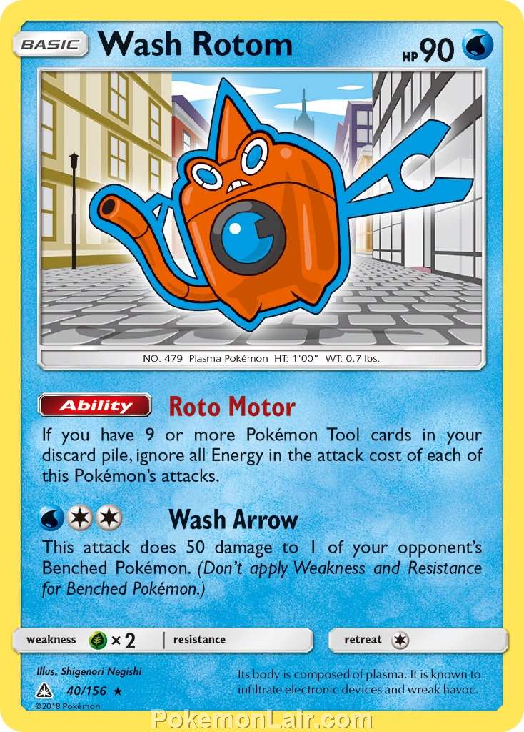 2018 Pokemon Trading Card Game Ultra Prism Set – 40 Wash Rotom