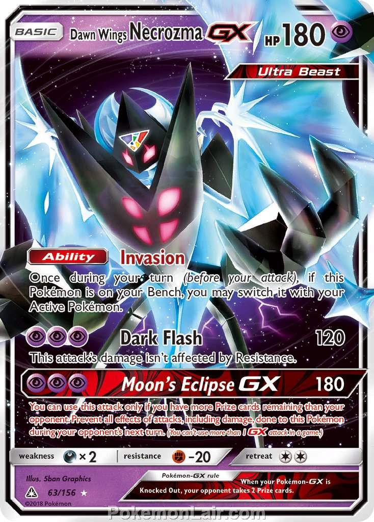 2018 Pokemon Trading Card Game Ultra Prism Set – 63 Dawn Wings Necrozma GX