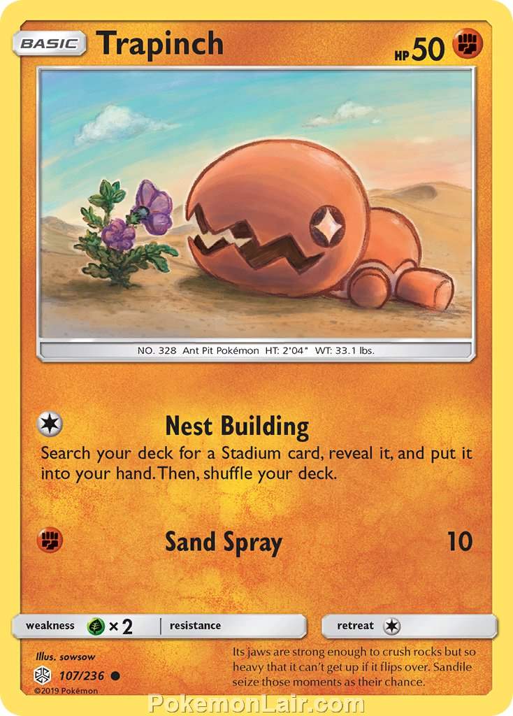 2019 Pokemon Trading Card Game Cosmic Eclipse Price List – 107 Trapinch