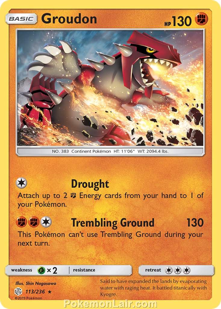 2019 Pokemon Trading Card Game Cosmic Eclipse Price List – 113 Groudon