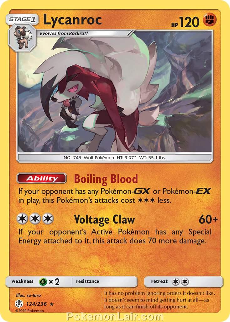 2019 Pokemon Trading Card Game Cosmic Eclipse Price List – 124 Lycanroc