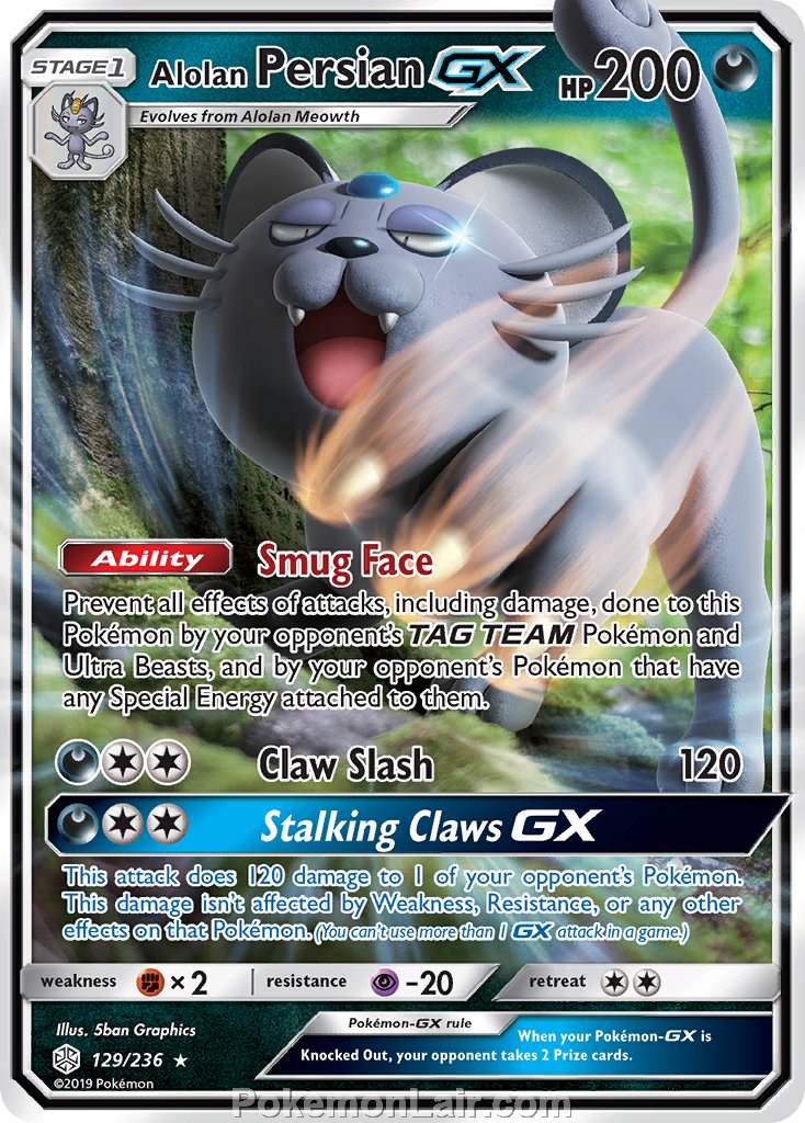 2019 Pokemon Trading Card Game Cosmic Eclipse Price List – 129 Alolan Persian GX